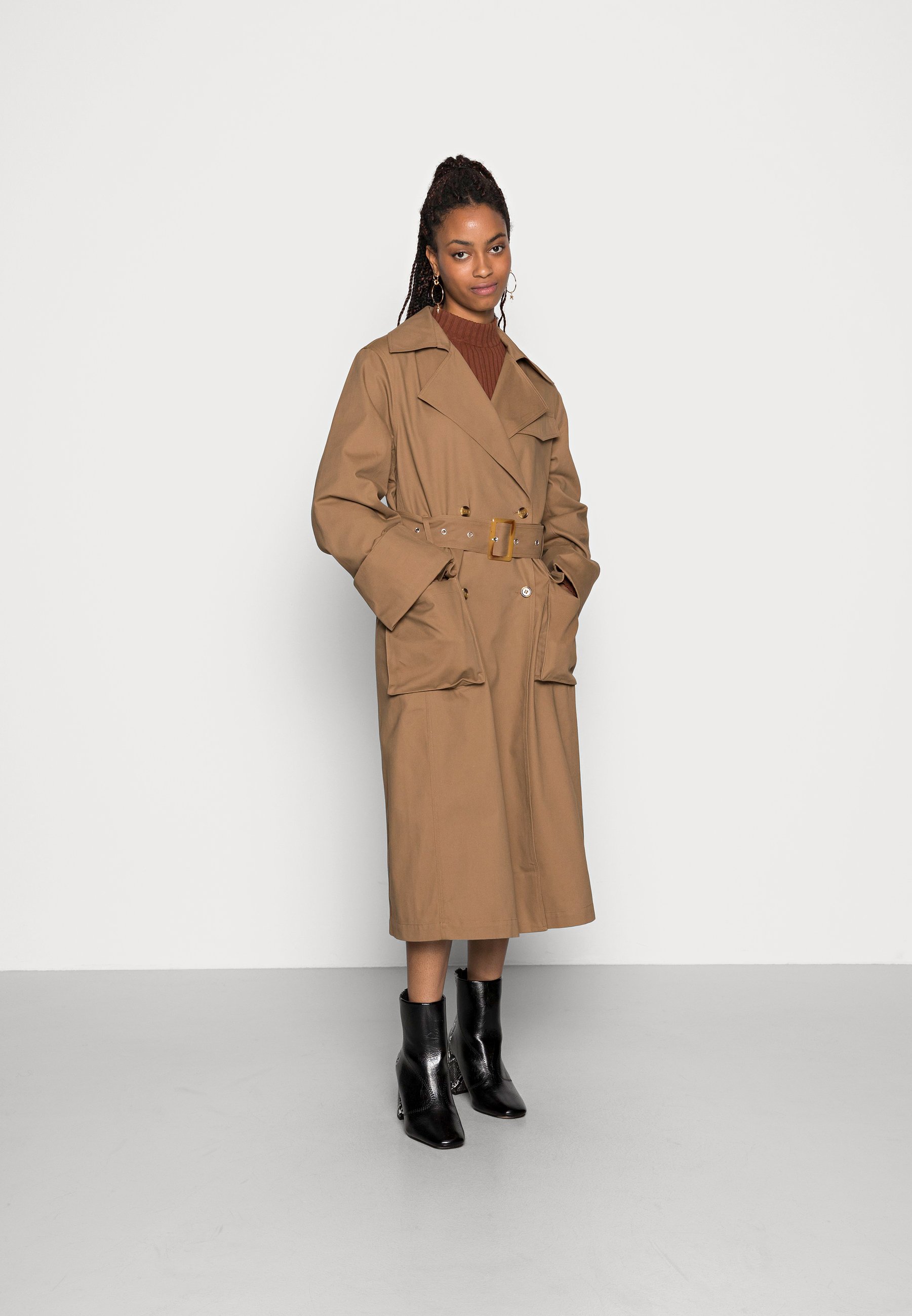brown trench coat