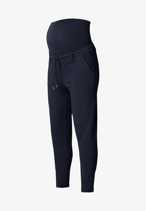 Joggers de maternidad en azul marino con un cinturón elástico, cordón de ajuste y bolsillos laterales. Tela suave con un diseño de pierna ajustada.