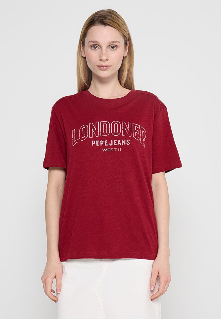 Pepe Jeans T-shirt print donkerrood Pepe Jeans T-shirt print donkerrood