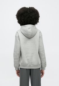 Halli kapuutsiga dressipluus pehmest kangast, millel on lõdvestunud lõige, soonikkoes mansetid ja kenguru-tasku. Tagumine vaade.