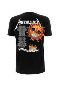 Black cotton T-shirt featuring a colorful skull sun design, concert tour dates, and "SUMMER SH*T '94" text in white and orange accents.