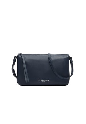 Borsa a tracolla in pelle blu navy con tracolla regolabile, chiusura con cerniera e logo "Liebeskind Berlin" sulla parte anteriore.