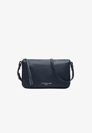 Borsa a tracolla in pelle blu navy con tracolla regolabile, chiusura con cerniera e logo "Liebeskind Berlin" sulla parte anteriore.