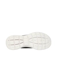 Suola della scarpa realizzata in materiale gommoso bianco con un motivo testurizzato di quadrati e scanalature, progettata per offrire aderenza e flessibilità.