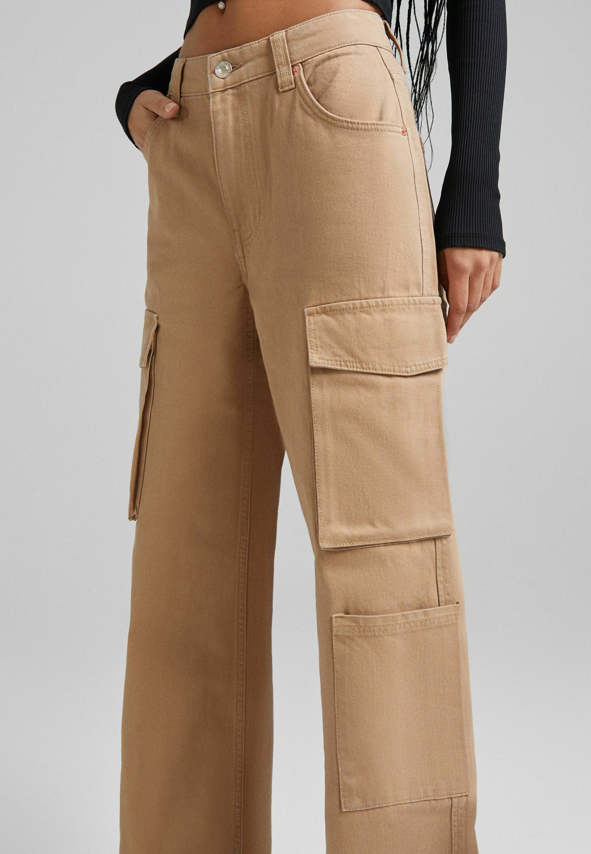 Bershka WIDE LEG TWILL CARGO - Jean 