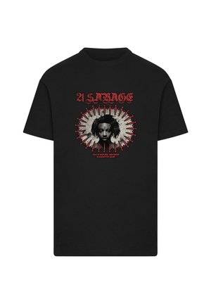 Merchcode, 21 SAVAGE BEFORE DISHONOR TEE - Print T-shirt - black