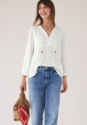 Street One Studio TUNIKA MIT SPLIT NECK UND EMBROIDERY - Camicetta - off white