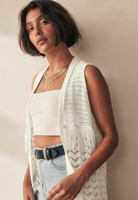 Next LONGLINE FRINGE - Cardigan - white