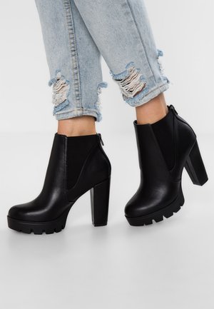 High heeled ankle boots - black