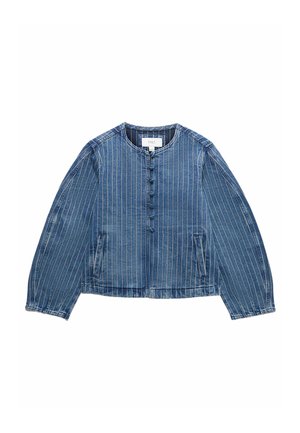 Marks & Spencer, STRIPED COLLARLESS - Chaqueta vaquera - medium indigo