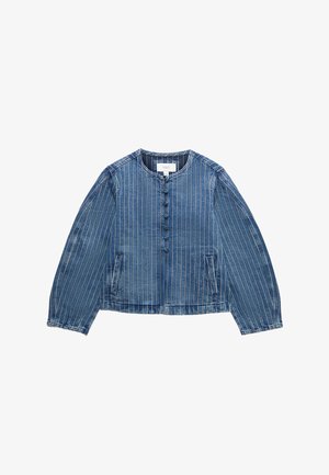 Marks & Spencer, STRIPED COLLARLESS - Chaqueta vaquera - medium indigo