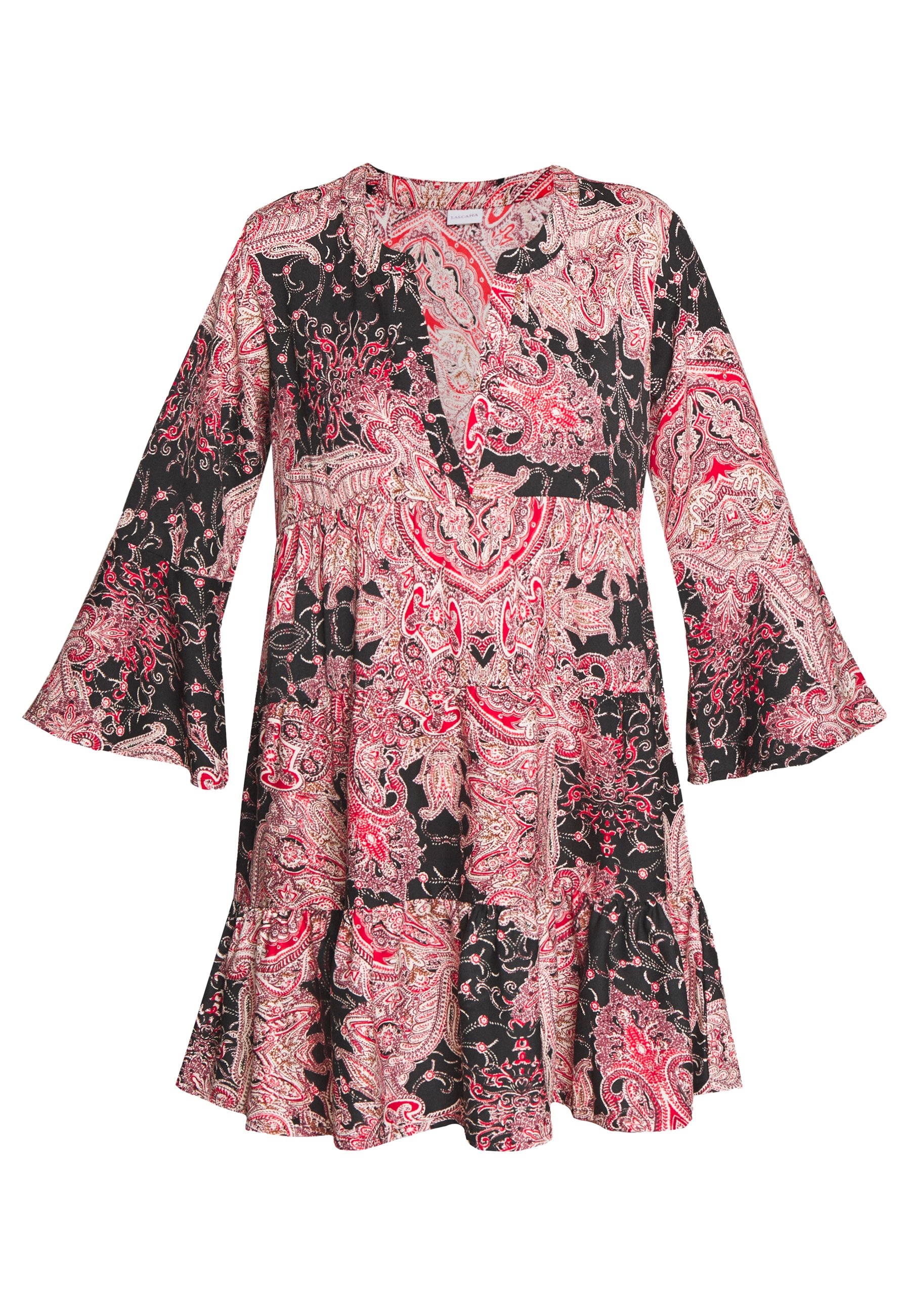 LASCANA LONGBLOUSE Strandaccessories schwarzrot s.Oliver TUNIC - Strandaccessories - schwarz bedr