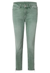 Gröna denimjeans med slim fit, femficksdesign, dragkedjedetaljer vid anklarna och en blekt finish för en strukturerad look.