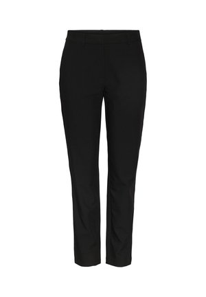 Čierne slim-fit nohavice vyrobené z hladkej tkaniny. Vybavené štandardným pásom a bez viditeľných vreciek. Čistý, elegantný vzhľad.