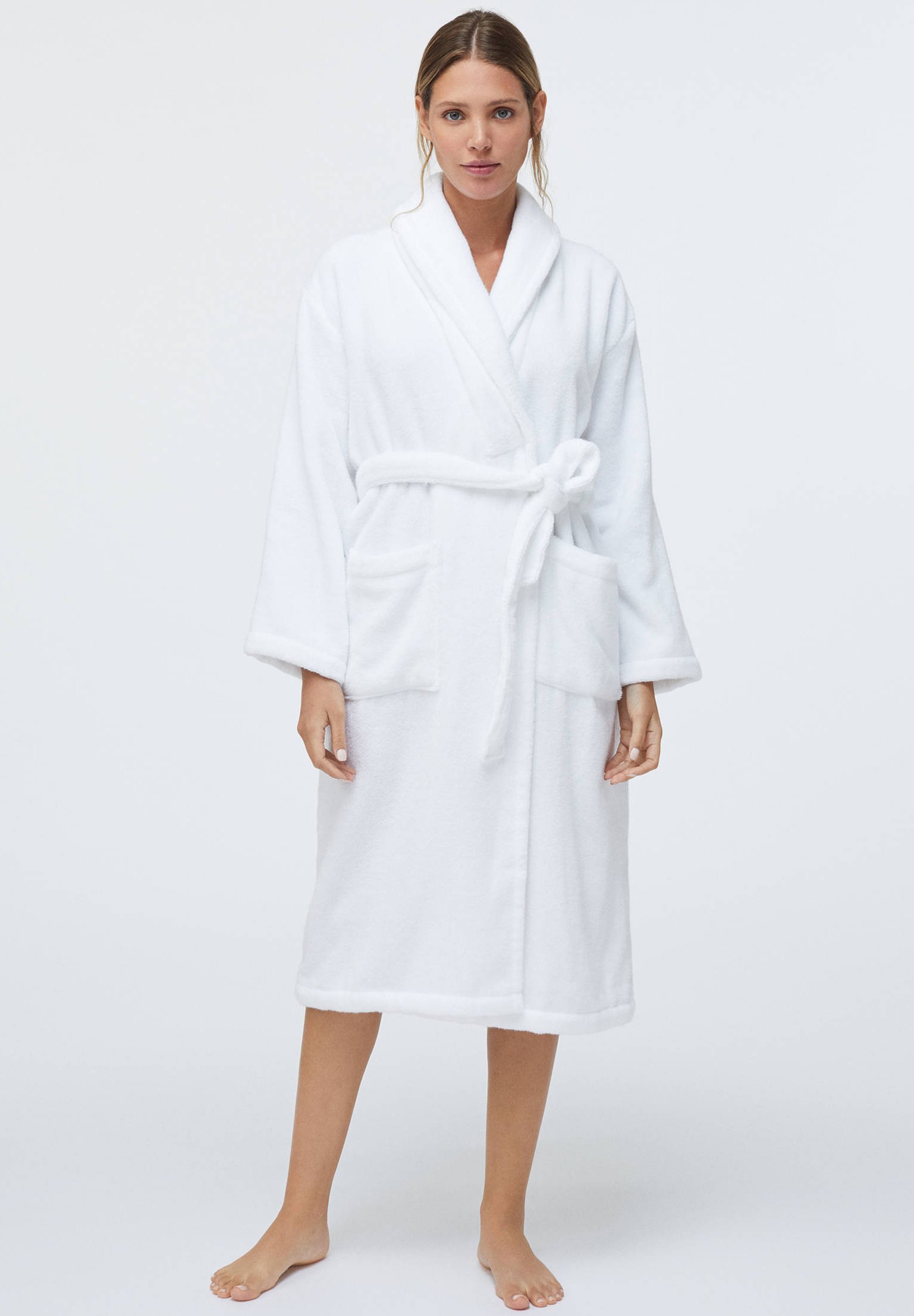 white cotton dressing gown