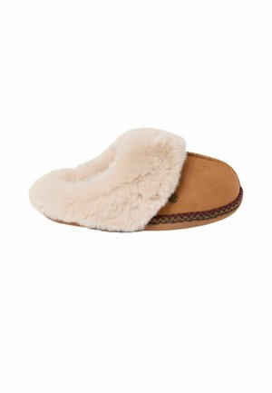 FatFace, BEE EMBROIDERED FAUX FUR MULE SLIPPERS - Slippers - tan brown