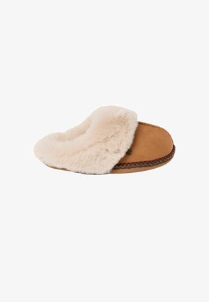 FatFace, BEE EMBROIDERED FAUX FUR MULE SLIPPERS - Slippers - tan brown
