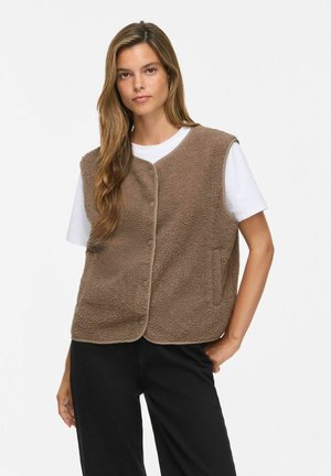 VILA VIMARLON TEDDY O-NECK WAISTCOAT - NOOS - Vest - fungi