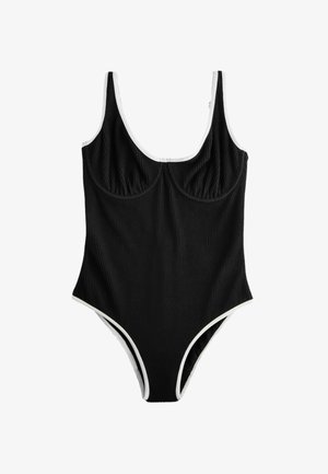 Maudymosi kostiumėlis - black crinkle white tipped