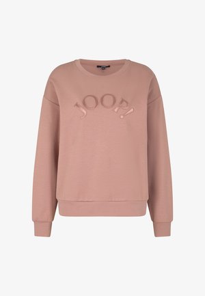 Rosa Sweatshirt mit Rundhalsausschnitt, abfallenden Schultern und gesticktem "JOOP!"-Logo in einem helleren Rosa. Weicher Stoff, gerippte Bündchen und Saum.