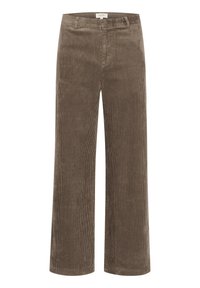 Corduroy wijde broekspijpen in een rijke bruine kleur, met verticale ribbels, een middelhoge taille en een schoon ontwerp zonder zichtbare versieringen.