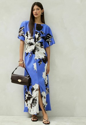 Next, TALL FIT - TEXTURED SATIN SHORT SLEEVE DRESS . - Maxi dress - blue floral print