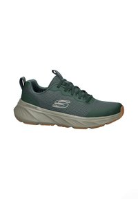 Green athletic shoe with a mesh upper and rubber sole. Features contrasting light green accents and a textured pattern on the upper.