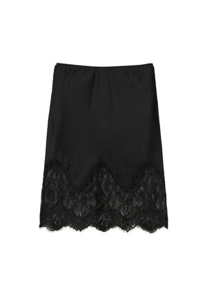 PULL&BEAR, LACE TRIM - MIDI SKIRT - Jupe trapèze - black