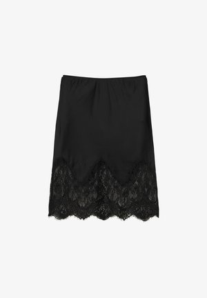 PULL&BEAR, LACE TRIM - MIDI SKIRT - Jupe trapèze - black