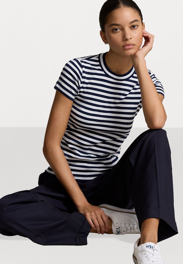 STRIPED RIB KNIT COTTON CREWNECK T-SHIRT - Print T-shirt3