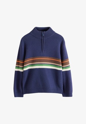 Next, REGULAR FIT - COLOURBLOCK ZIP NECK KNITTED JUMPER . - Džemper - blue