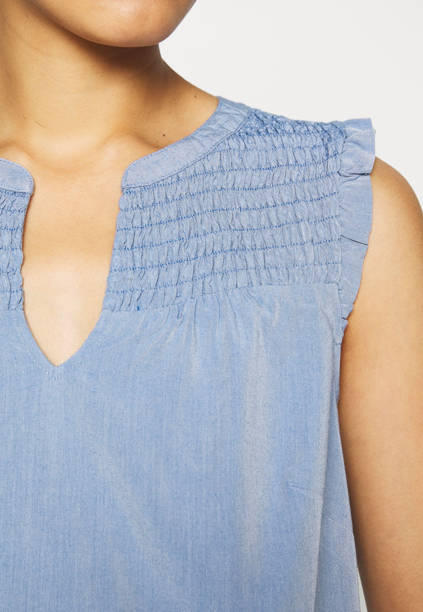 comma Bluser blue denimlyseblå Zalando.no comma KURZARM - Skjortekjole - blue
