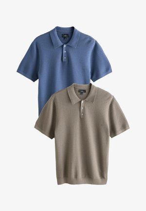 Next, REGULAR FIT - TEXTURED 2 PACK - Polo shirt - blue/brown