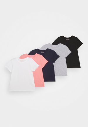 5 Pack - T-shirt con stampa - light grey/pink/black/white/dark blue