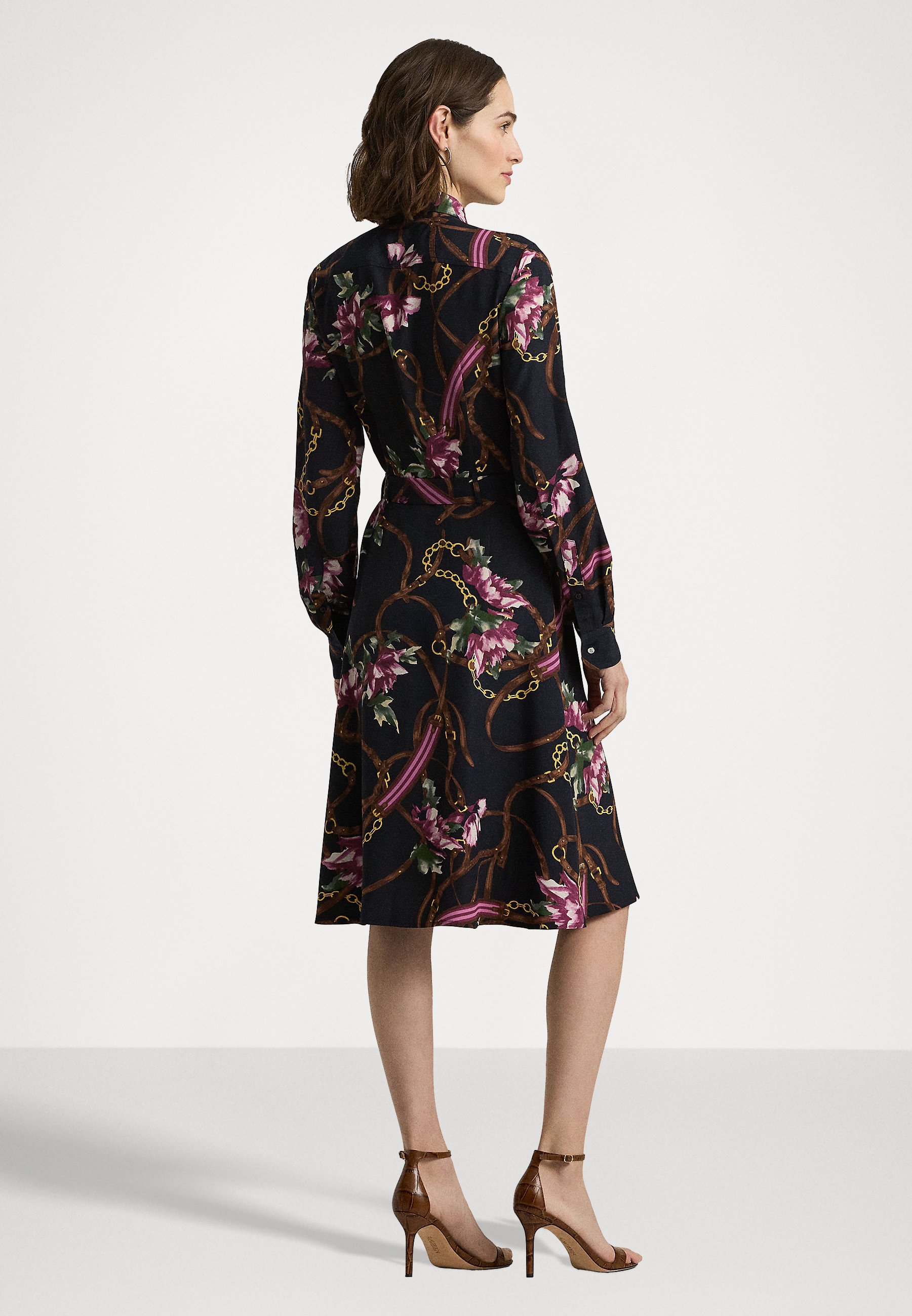 ralph lauren floral shirt dress NWoT Polo Ralph Lauren Floral Button-Front Crinkle Chiffon Midi Shirt Dress 8