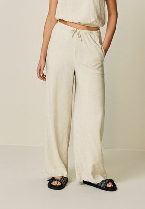 TIE WAIST WIDE LEG - Broek - natural