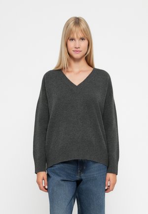 ONLMARI LOOSE V NECK - Pullover - dark grey
