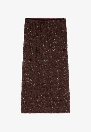 Oltre, GONNA TUBINO CON PAILLETTES - A-lijn rok - marrone
