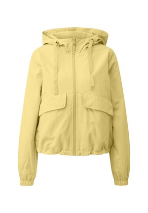 Hellgelbe Kapuzenjacke mit Frontreißverschluss, zwei Klappentaschen, elastischen Bündchen und Kordelzügen an der Kapuze.
