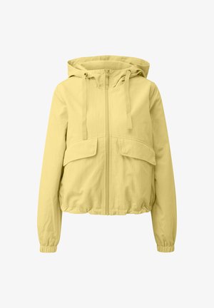 Hellgelbe Kapuzenjacke mit Frontreißverschluss, zwei Klappentaschen, elastischen Bündchen und Kordelzügen an der Kapuze.