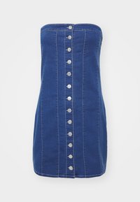 BUTTON BANDEAU DRESS - Kotelomekko - mid blue wash