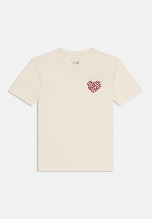 Κρεμ κοντομάνικο T-shirt με στρογγυλή λαιμόκοψη και μικρό μπορντό λογότυπο "The North Face" στο αριστερό στήθος.