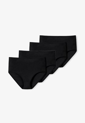 Black cotton underwear set, four pairs. Features a ribbed texture, mid-rise design, and seamless edges for comfort.