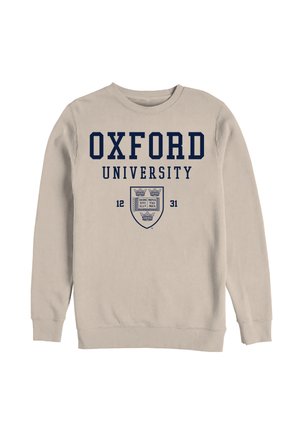 Jasno beżowa bluza z granatowym tekstem "OXFORD UNIVERSITY" i tarczą z datami 1231 na przodzie.