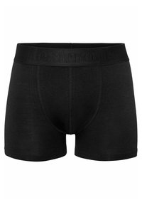 Schwarze Boxershorts aus weichem Stoff, mit einem glatten Bund und eingeprägtem Logo, sowie einer engen Passform mit unterstützendem Pouch.