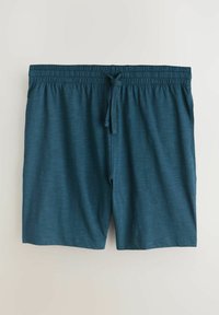 Türkisfarbene Badeshorts aus leichtem, strukturiertem Stoff. Verfügen über einen elastischen Bund mit Kordelzug. Locker geschnitten für eine entspannte Passform.