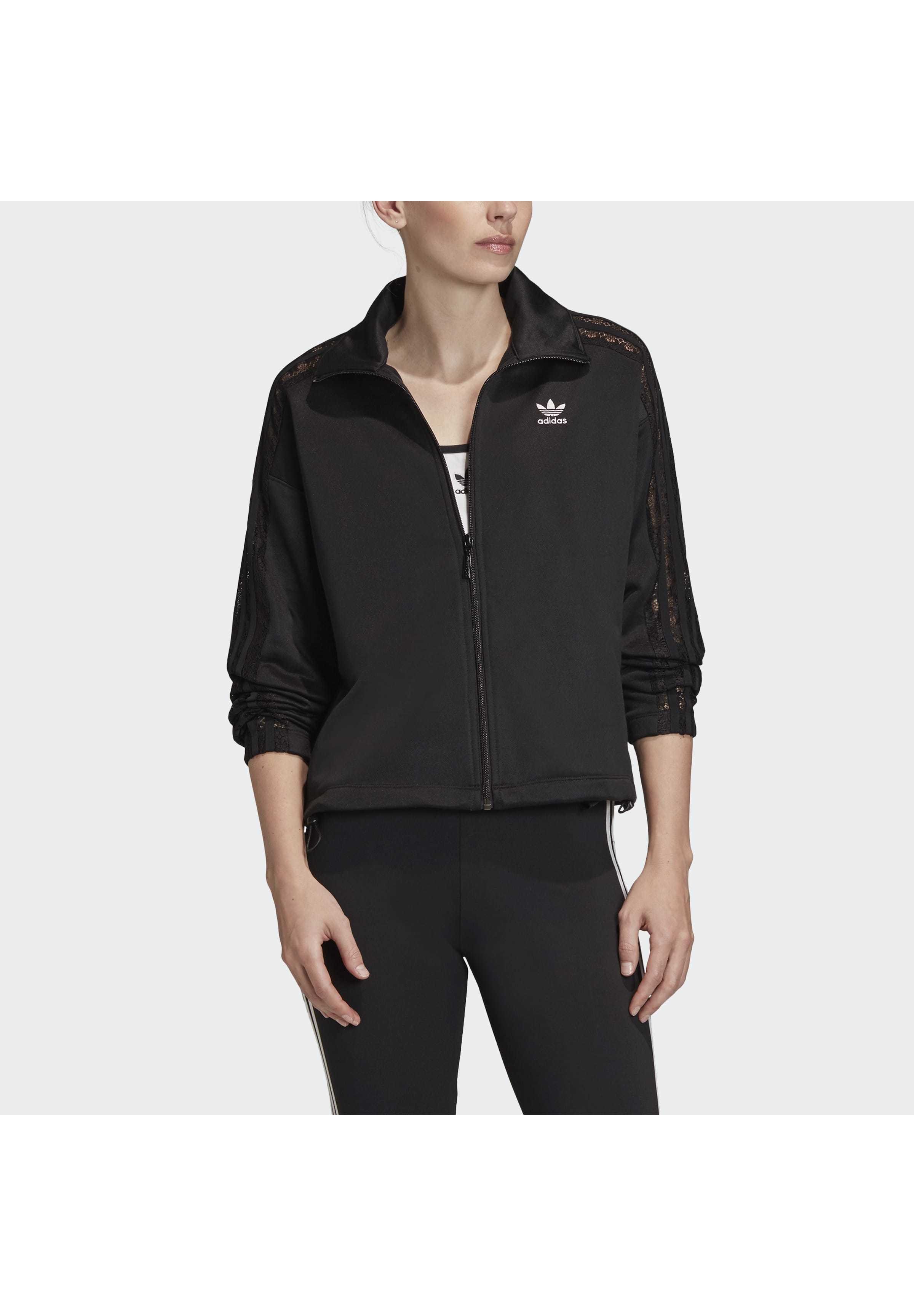 adidas Originals LACE TRACK TOP Trainingsjacke black adidas Originals LACE HOODIE Sweatjacke black Zalando.at