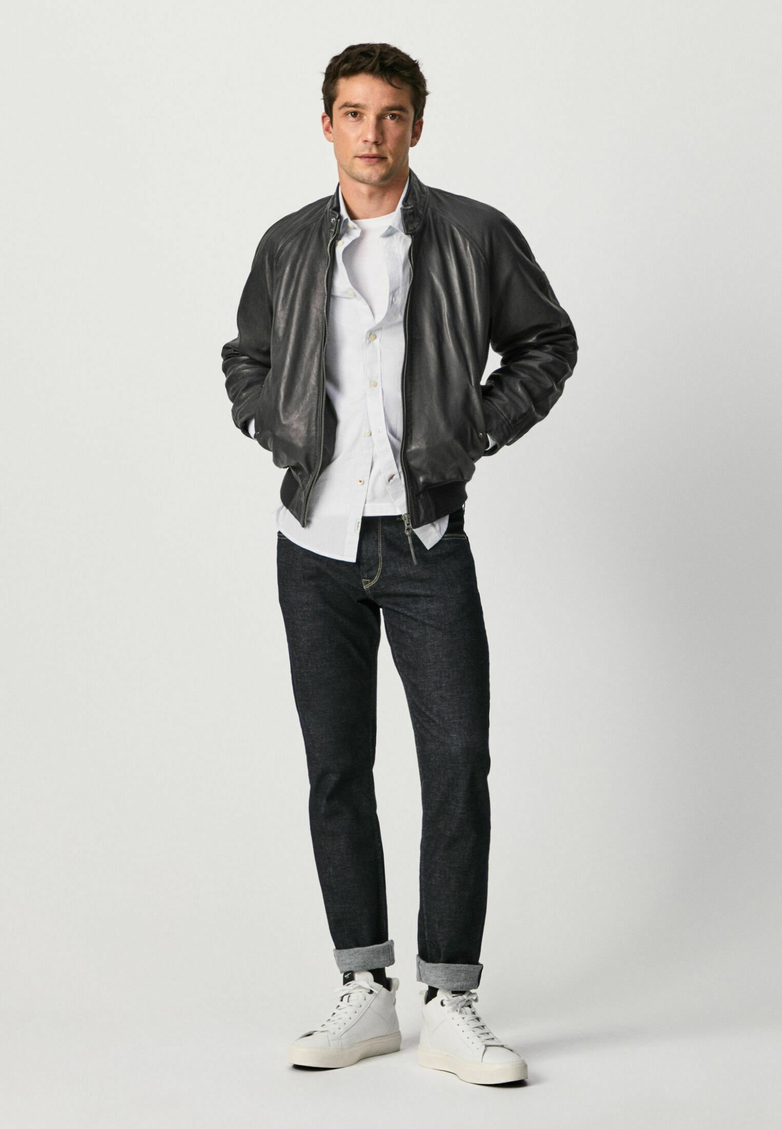 Pepe Jeans MOSES - Chaqueta de cuero - dark blue/azul marino - Zalando.es