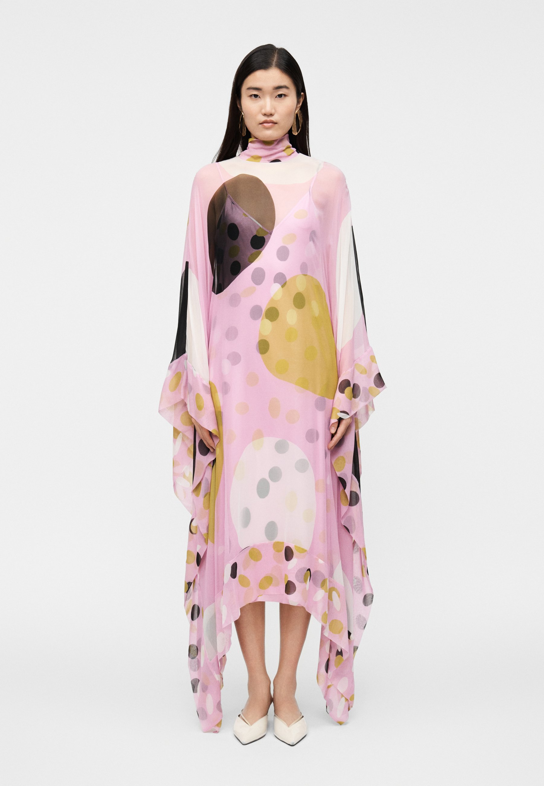 slim fit dress slacks Keani Maxi Dress - Pink Polka Dot main image 0