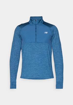 New Balance ATHLETICS GRID 1/2 ZIP - Long sleeved top - dark shoreline/blue heather